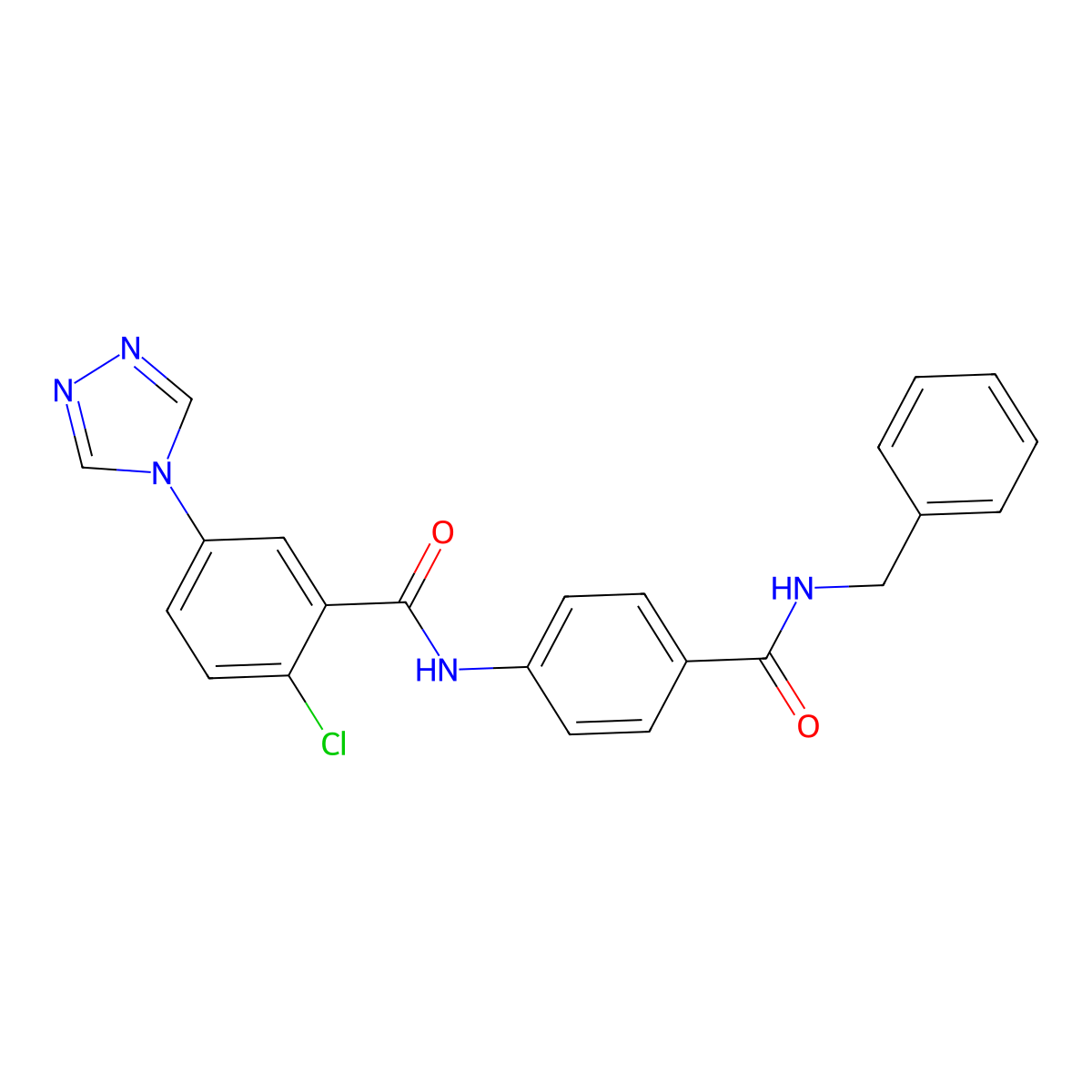 N-[4-(benzylcarbamoyl)phenyl]-2-chloro-5-(1,2,4-triazol-4-yl)benzamide molecular structure, CAS 714203-46-0