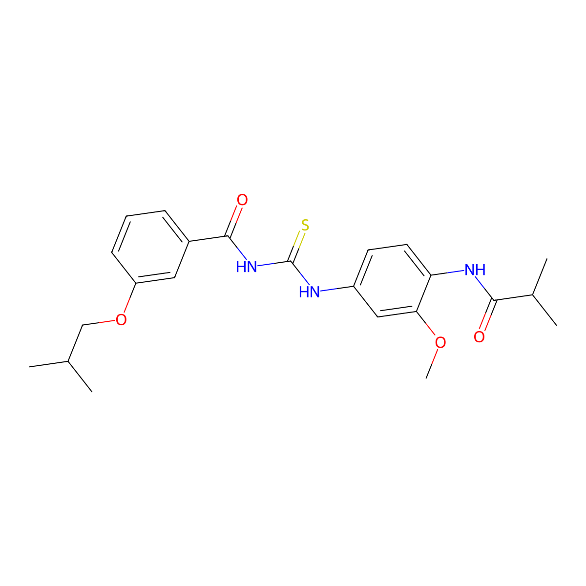 N-[[3-methoxy-4-(2-methylpropanoylamino)phenyl]carbamothioyl]-3-(2-methylpropoxy)benzamide molecular structure, CAS 714203-51-7