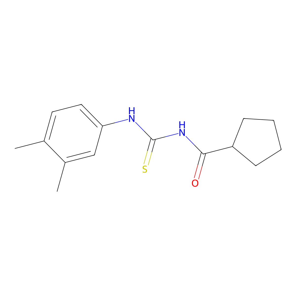 N-[(3,4-dimethylphenyl)carbamothioyl]cyclopentanecarboxamide molecular structure, CAS 714203-67-5