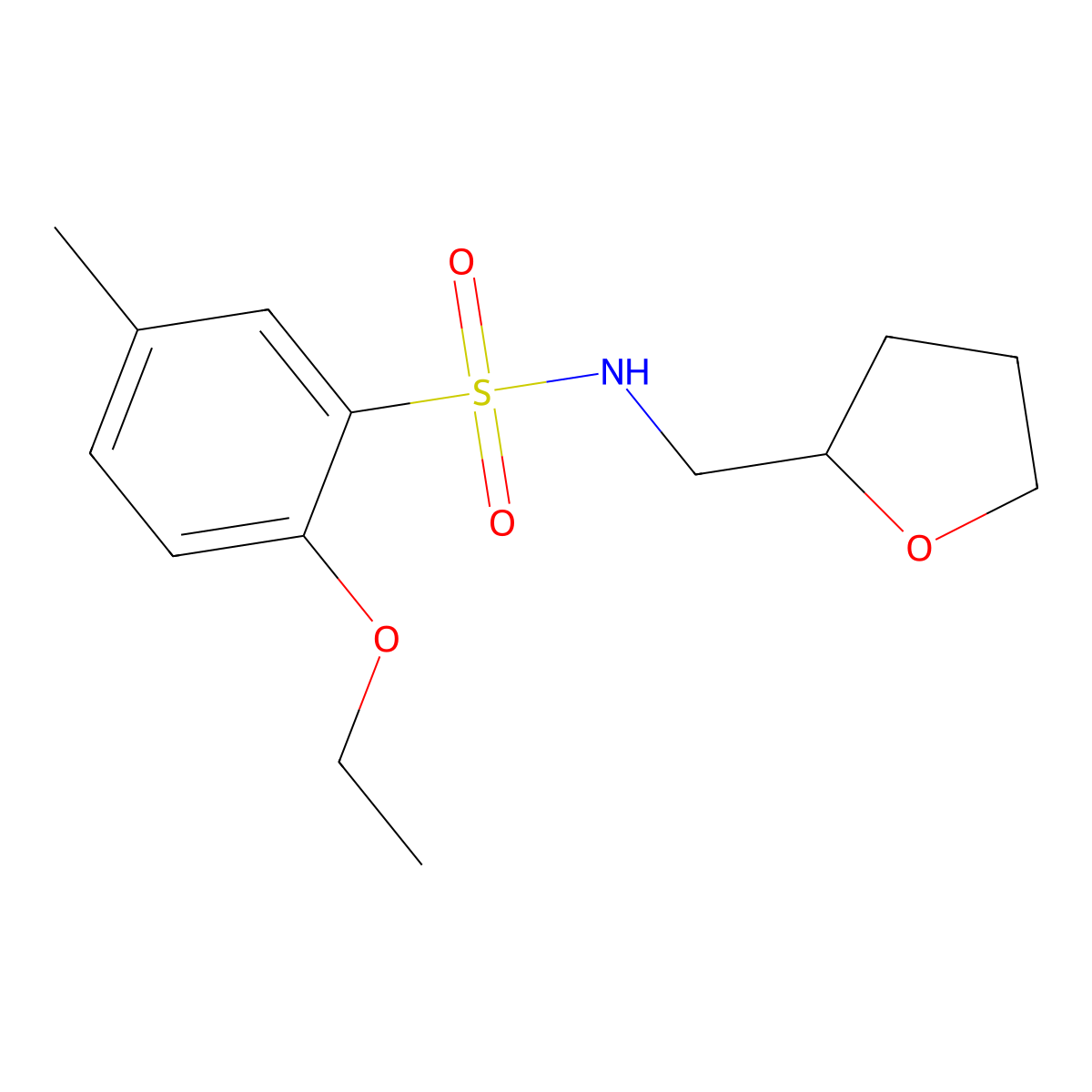 2-ethoxy-5-methyl-N-(oxolan-2-ylmethyl)benzenesulfonamide molecular structure, CAS 714203-88-0