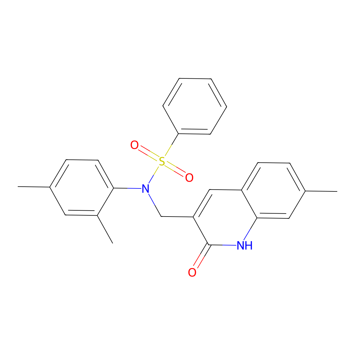N-(2,4-dimethylphenyl)-N-[(7-methyl-2-oxo-1H-quinolin-3-yl)methyl]benzenesulfonamide molecular structure, CAS 714203-93-7