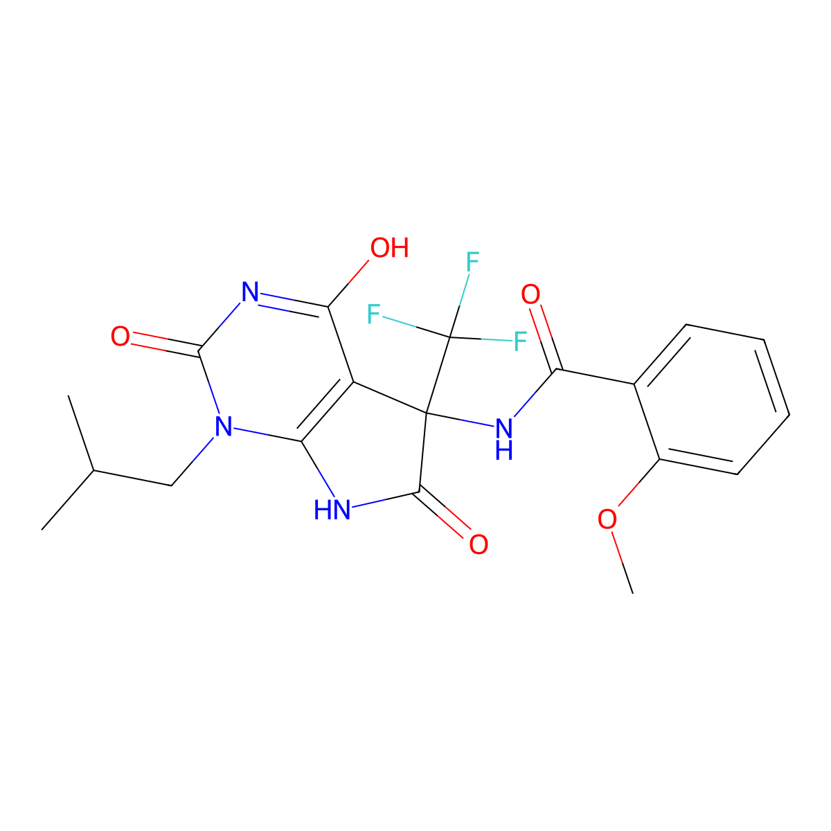 2-methoxy-N-[1-(2-methylpropyl)-2,4,6-trioxo-5-(trifluoromethyl)-7H-pyrrolo[2,3-d]pyrimidin-5-yl]benzamide molecular structure, CAS 714203-95-9