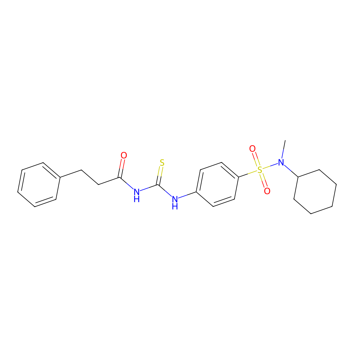 N-[[4-[cyclohexyl(methyl)sulfamoyl]phenyl]carbamothioyl]-3-phenylpropanamide molecular structure, CAS 714204-01-0