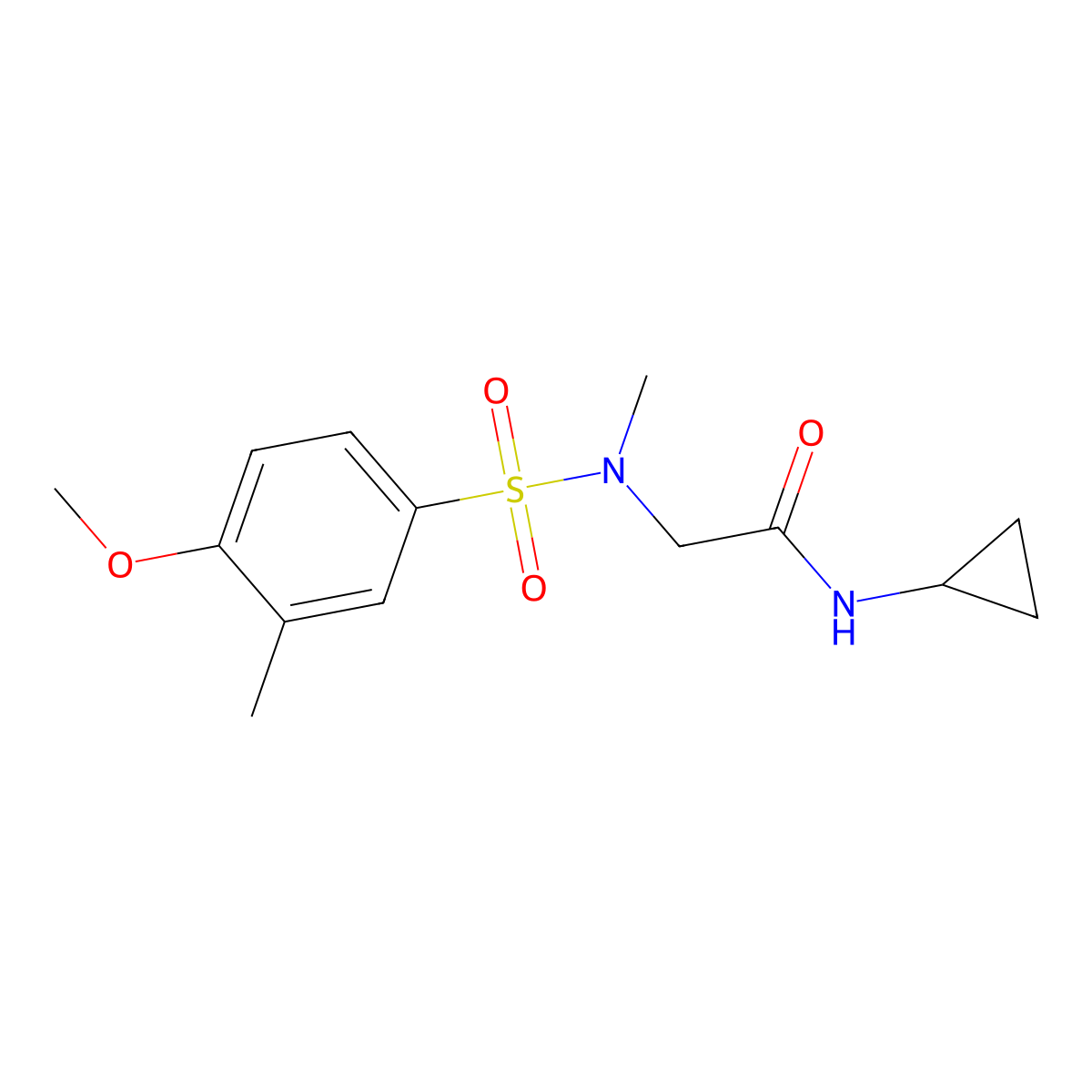 N-cyclopropyl-2-[(4-methoxy-3-methylphenyl)sulfonyl-methylamino]acetamide molecular structure, CAS 714204-12-3