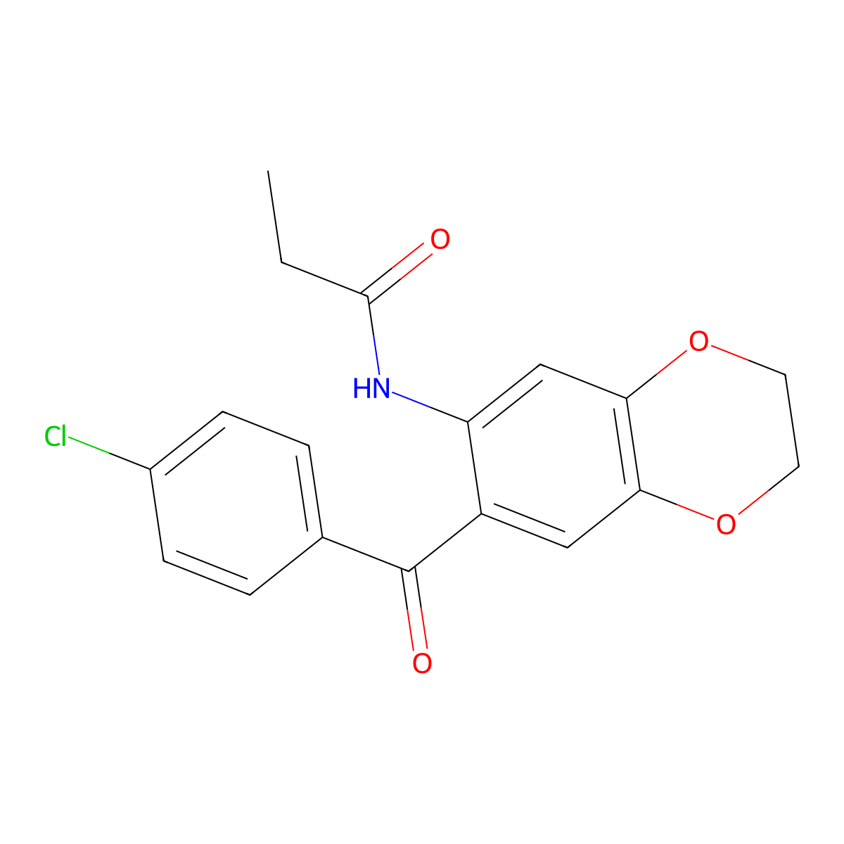 N-[7-(4-chlorobenzoyl)-2,3-dihydro-1,4-benzodioxin-6-yl]propanamide molecular structure, CAS 714204-13-4
