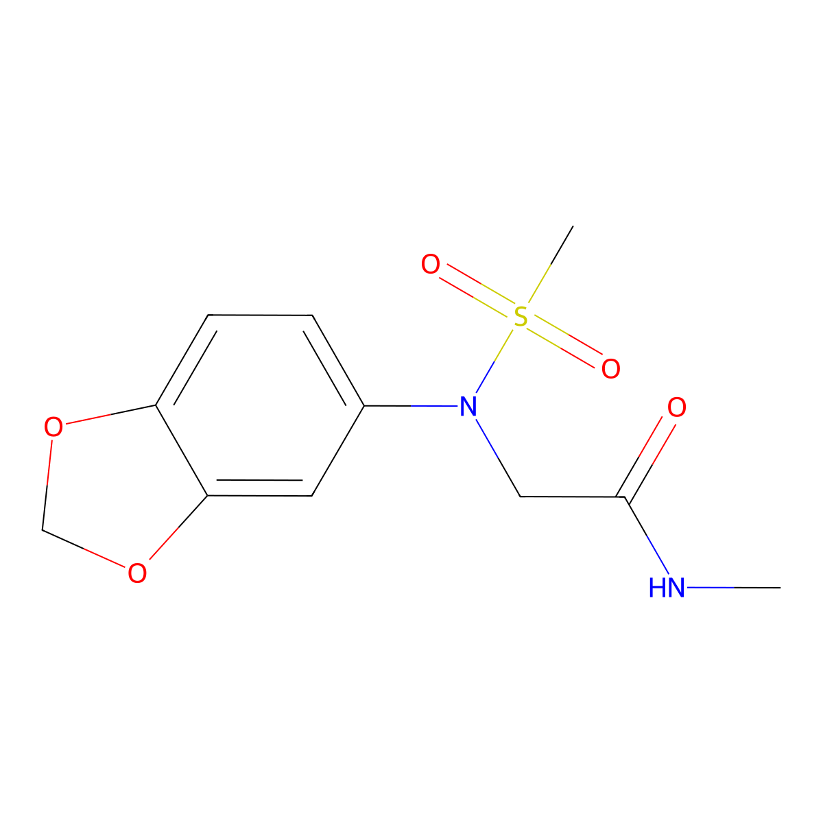 2-[1,3-benzodioxol-5-yl(methylsulfonyl)amino]-N-methylacetamide molecular structure, CAS 714204-23-6