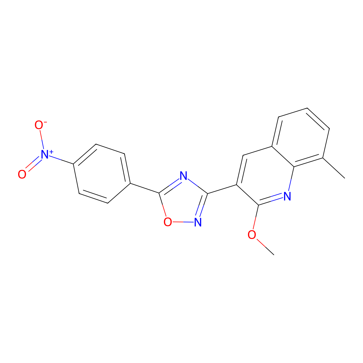 3-(2-Methoxy-8-methylquinolin-3-yl)-5-(4-nitrophenyl)-1,2,4-oxadiazole molecular structure, CAS 714204-25-8