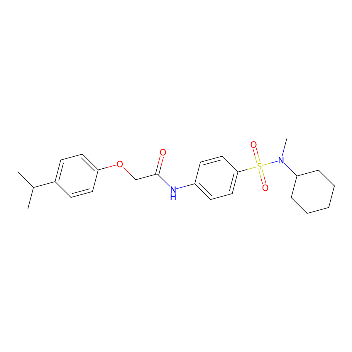 N-(4-{[cyclohexyl(methyl)amino]sulfonyl}phenyl)-2-(4-isopropylphenoxy)acetamide molecular structure, CAS 714204-33-8