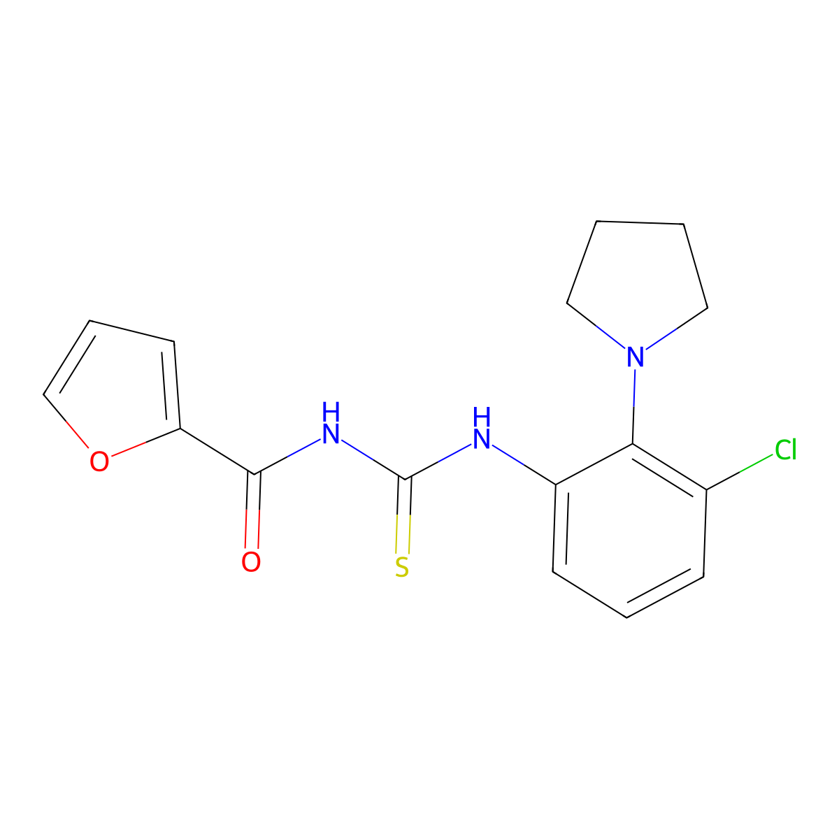 N-[3-chloro-2-(1-pyrrolidinyl)phenyl]-N'-(2-furoyl)thiourea molecular structure, CAS 714204-35-0