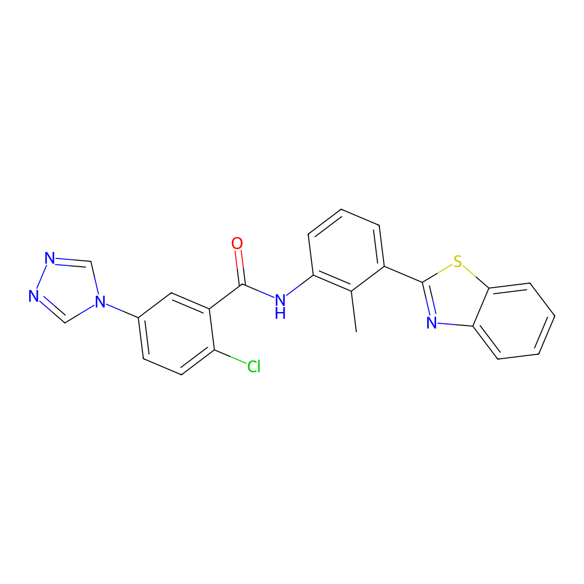 N-[3-(1,3-benzothiazol-2-yl)-2-methylphenyl]-2-chloro-5-(1,2,4-triazol-4-yl)benzamide molecular structure, CAS 714204-36-1