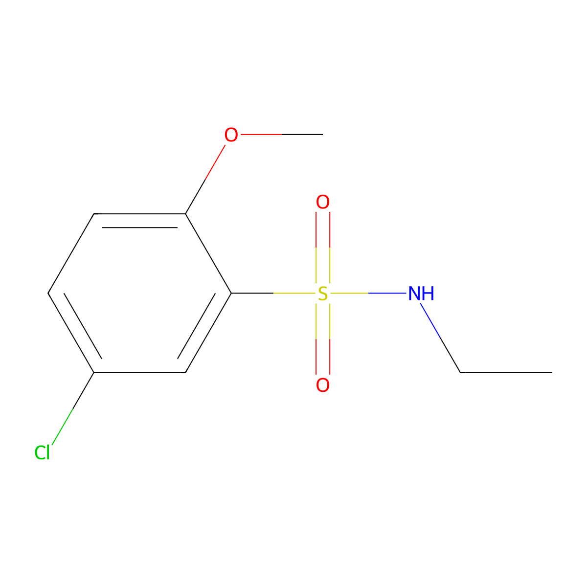 5-chloro-N-ethyl-2-methoxybenzenesulfonamide molecular structure, CAS 714204-42-9
