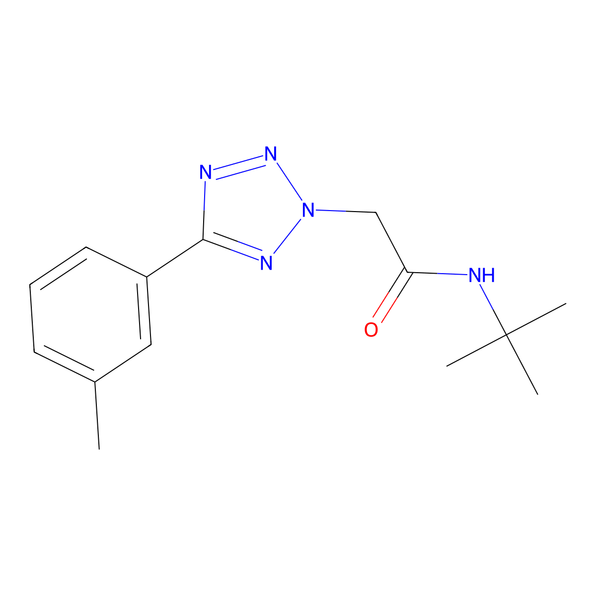 N-tert-butyl-2-[5-(3-methylphenyl)tetrazol-2-yl]acetamide molecular structure, CAS 714204-54-3