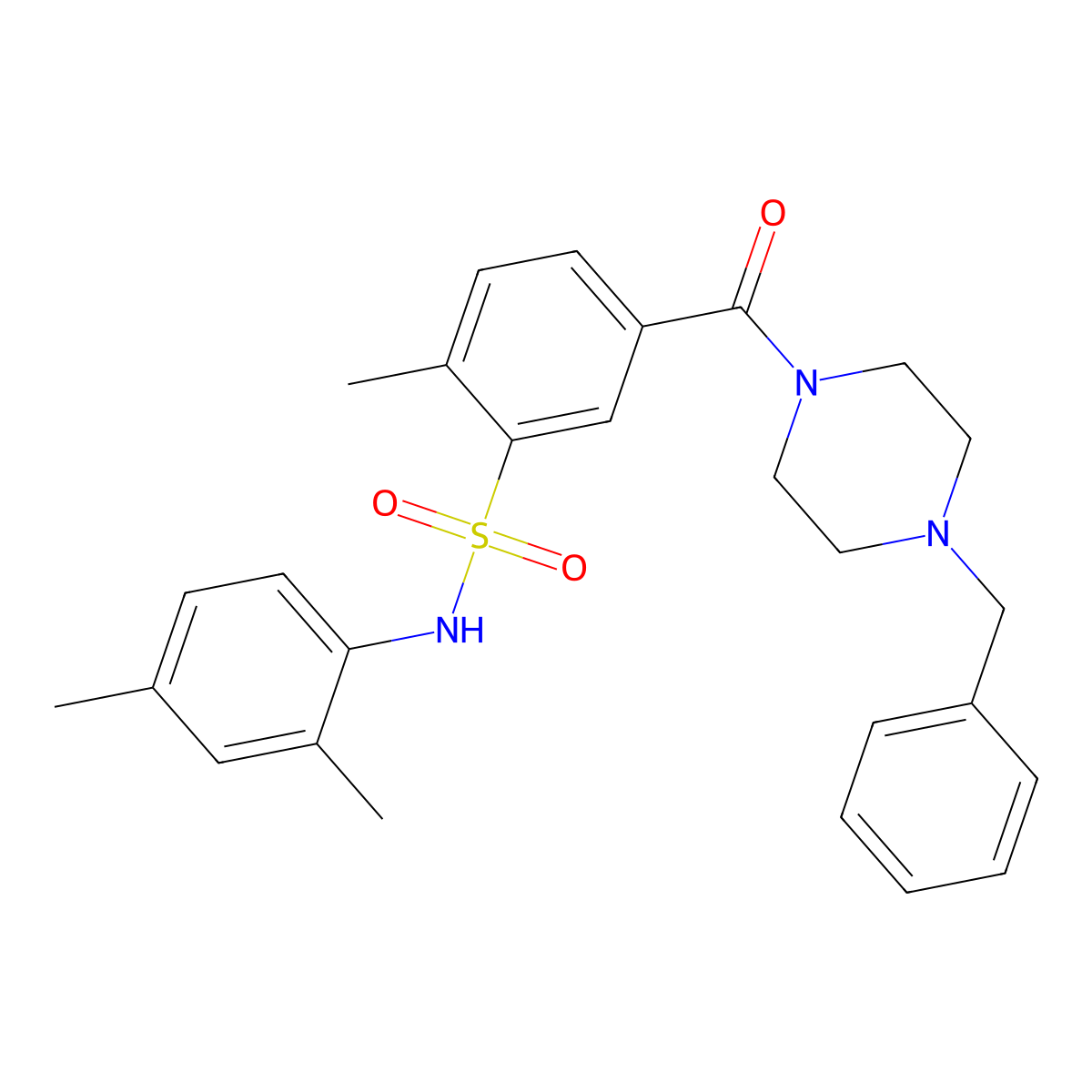 5-(4-benzylpiperazine-1-carbonyl)-N-(2,4-dimethylphenyl)-2-methylbenzenesulfonamide molecular structure, CAS 714204-64-5