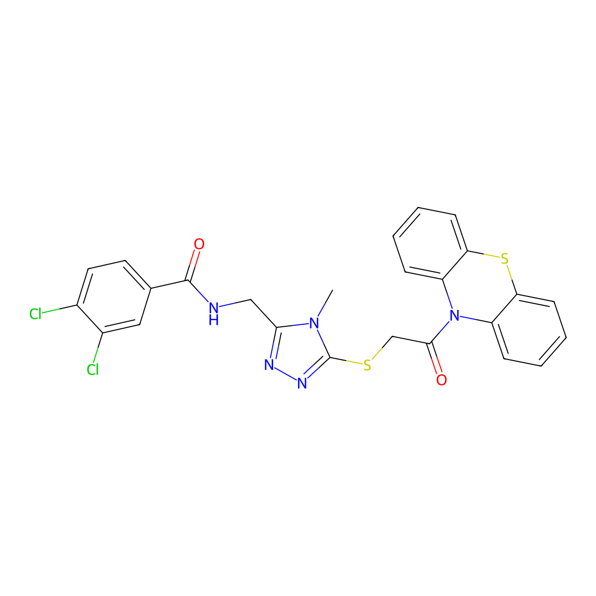 3,4-dichloro-N-[[4-methyl-5-(2-oxo-2-phenothiazin-10-ylethyl)sulfanyl-1,2,4-triazol-3-yl]methyl]benzamide molecular structure, CAS 714204-67-8