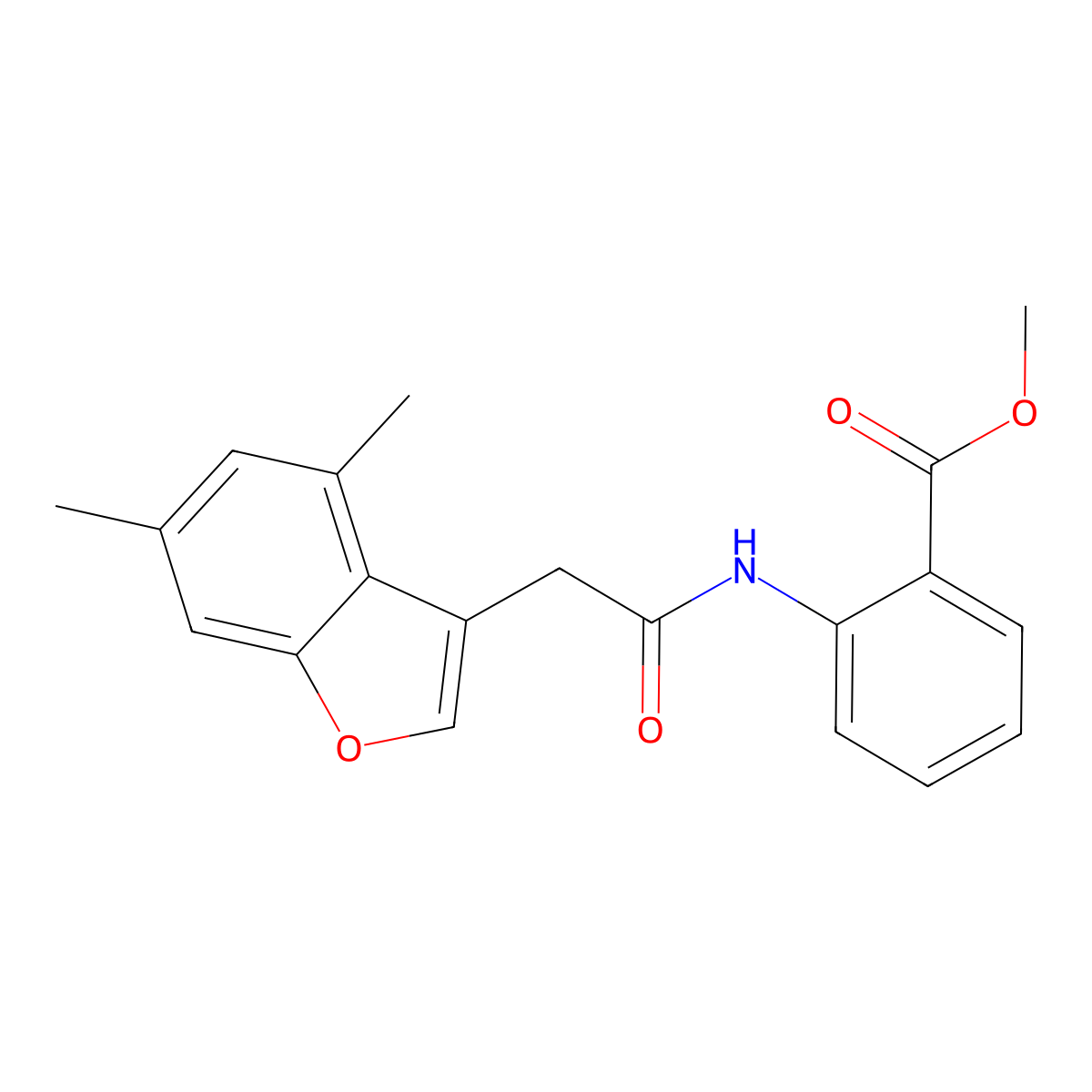 Methyl 2-{[(4,6-dimethyl-1-benzofuran-3-yl)acetyl]amino}benzoate molecular structure, CAS 714204-75-8