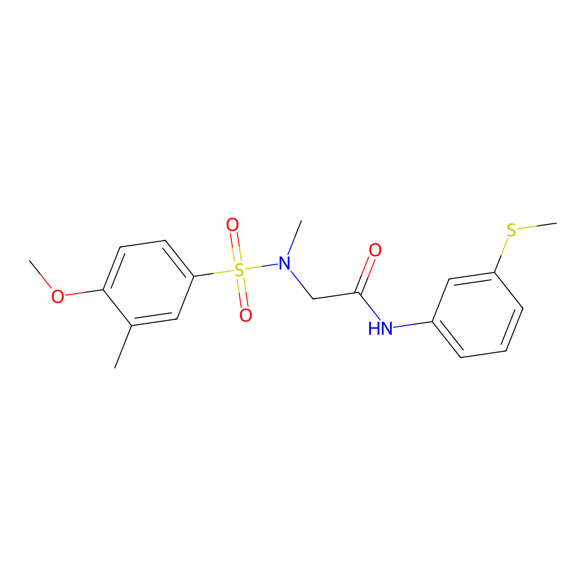 2-[(4-methoxy-3-methylphenyl)sulfonyl-methylamino]-N-(3-methylsulfanylphenyl)acetamide molecular structure, CAS 714204-79-2