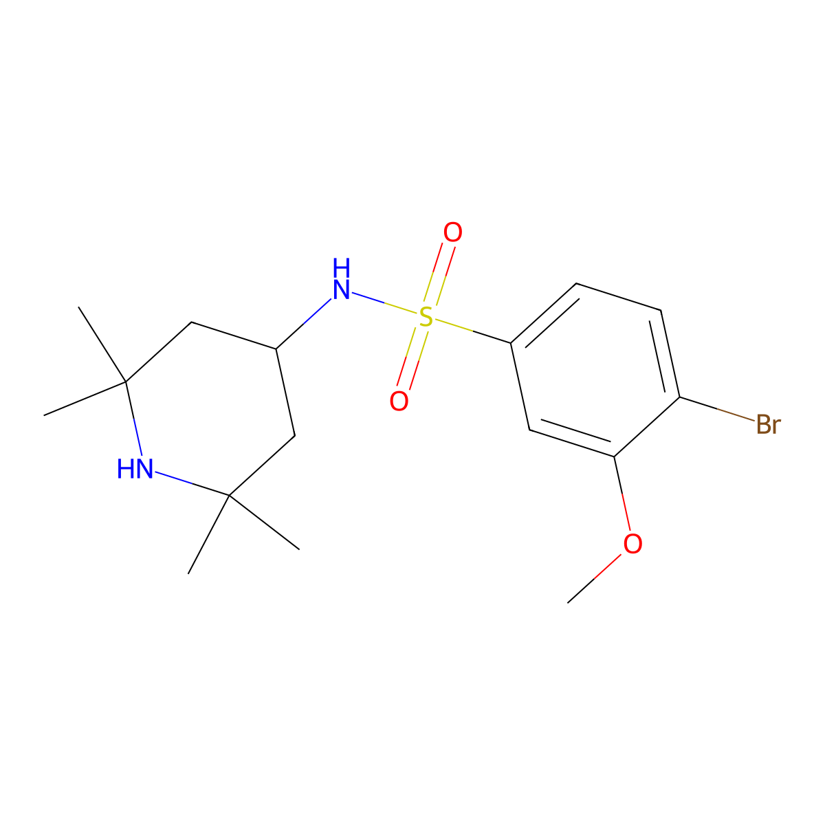 4-bromo-3-methoxy-N-(2,2,6,6-tetramethylpiperidin-4-yl)benzenesulfonamide molecular structure, CAS 714205-02-4