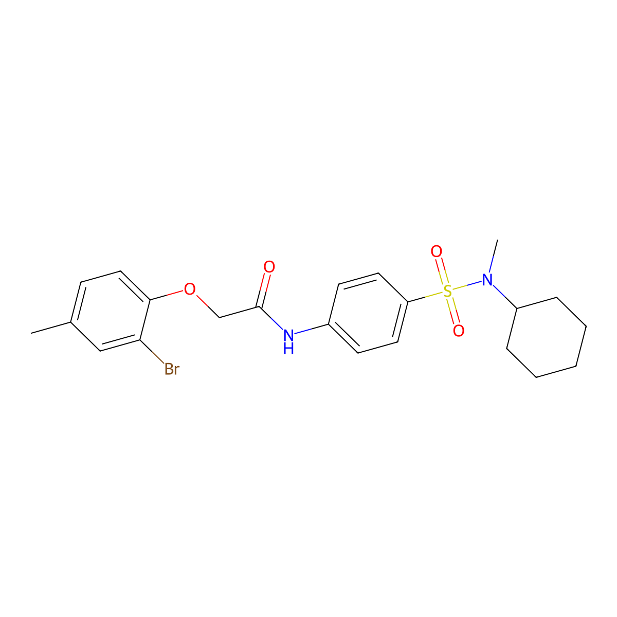 2-(2-bromo-4-methylphenoxy)-N-(4-{[cyclohexyl(methyl)amino]sulfonyl}phenyl)acetamide molecular structure, CAS 714205-65-9