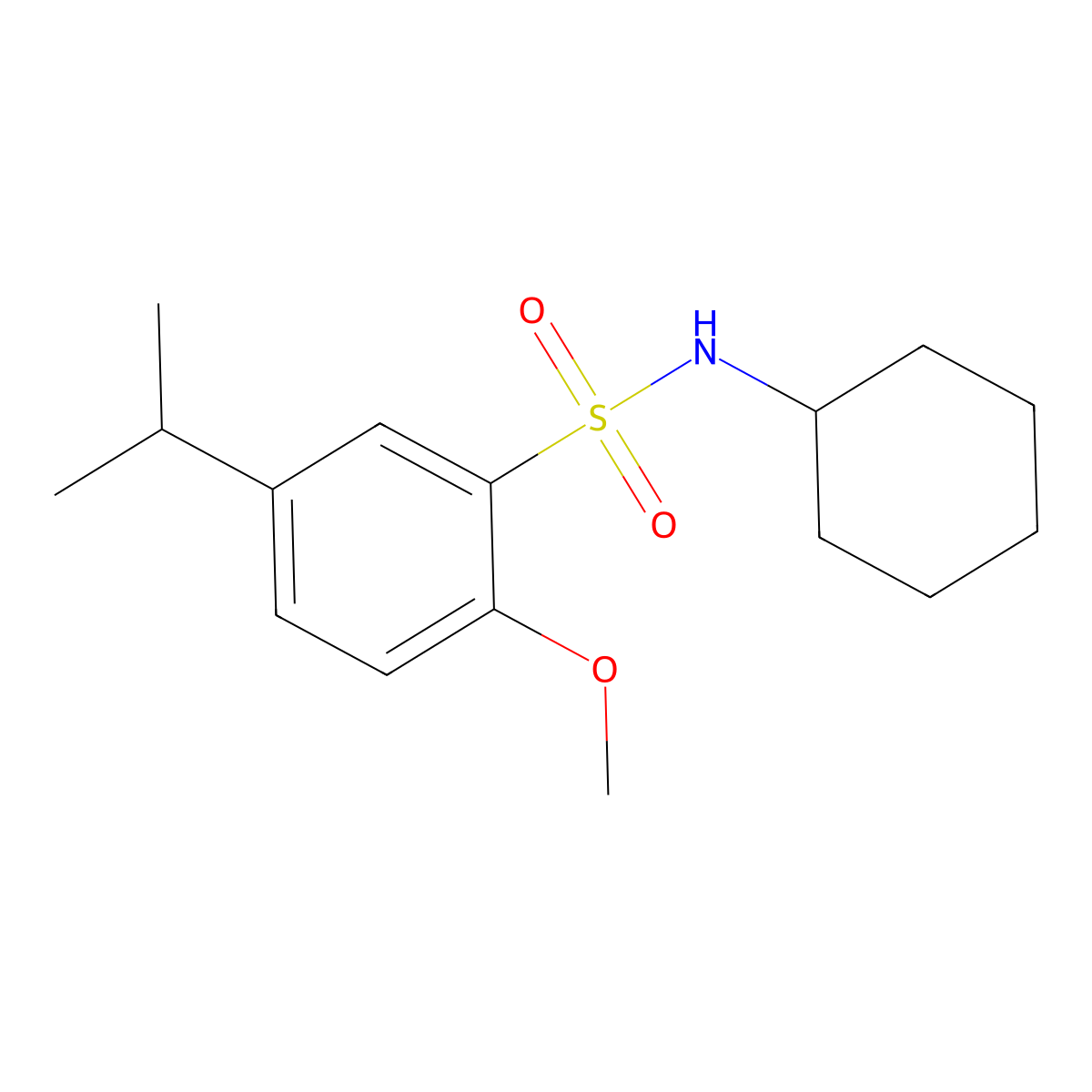 Cyclohexyl{[2-methoxy-5-(methylethyl)phenyl]sulfonyl}amine molecular structure, CAS 714206-21-0