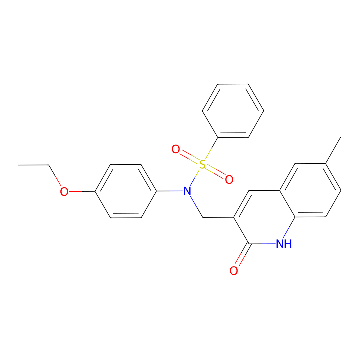 N-(4-ethoxyphenyl)-N-[(6-methyl-2-oxo-1H-quinolin-3-yl)methyl]benzenesulfonamide molecular structure, CAS 714206-25-4