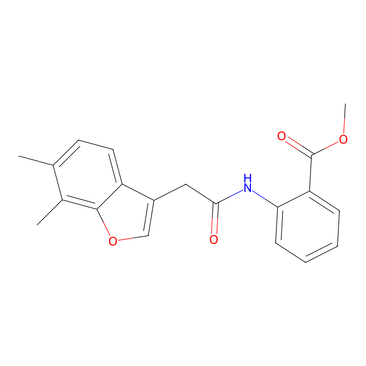 Methyl 2-{[(6,7-dimethyl-1-benzofuran-3-yl)acetyl]amino}benzoate molecular structure, CAS 714206-26-5