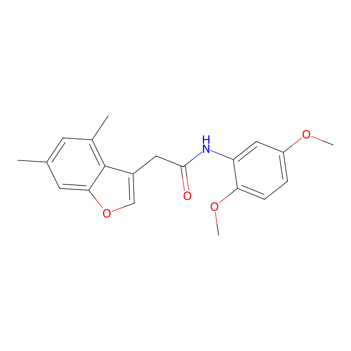 N-(2,5-dimethoxyphenyl)-2-(4,6-dimethyl-1-benzofuran-3-yl)acetamide molecular structure, CAS 714206-27-6