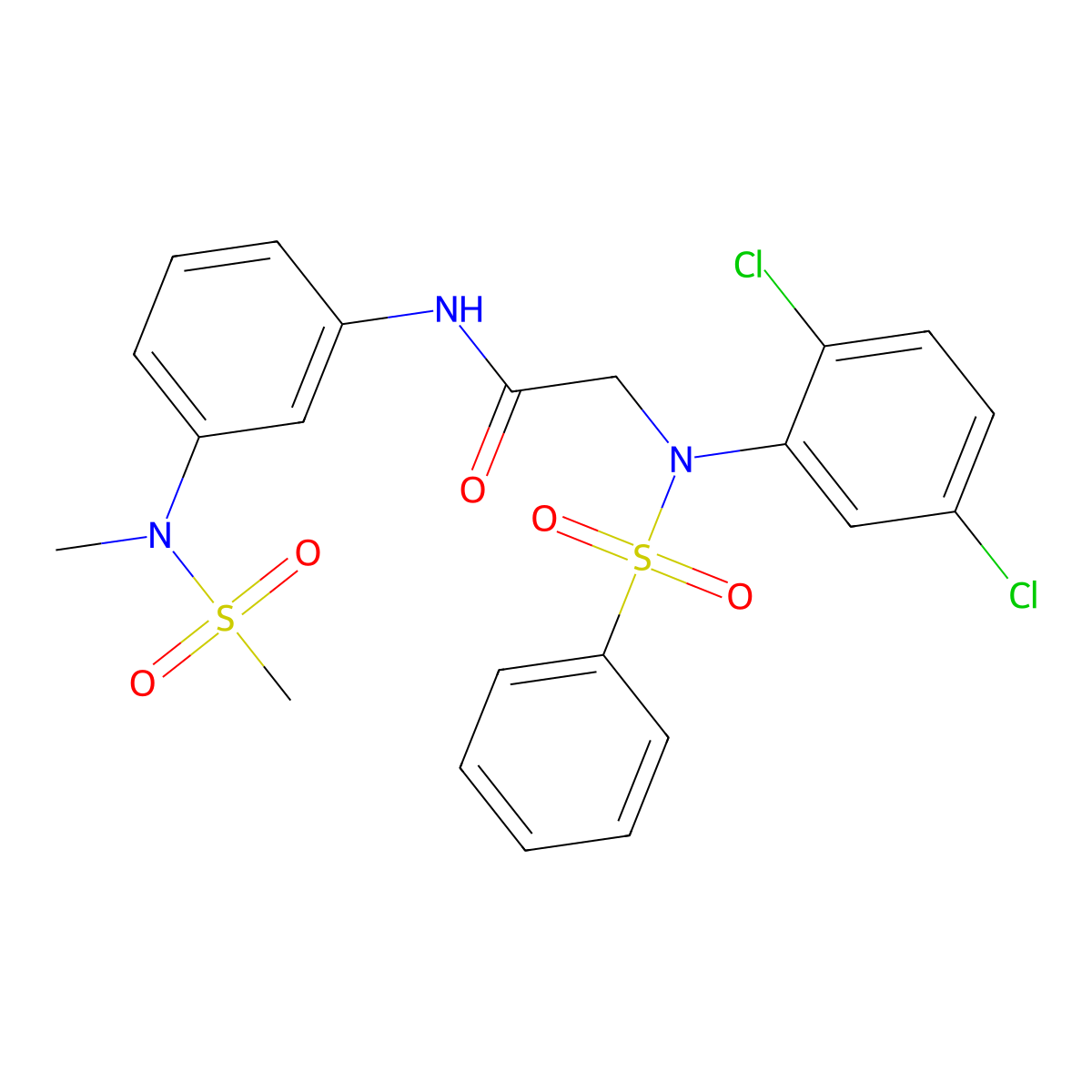 2-[N-(benzenesulfonyl)-2,5-dichloroanilino]-N-[3-[methyl(methylsulfonyl)amino]phenyl]acetamide molecular structure, CAS 714206-32-3