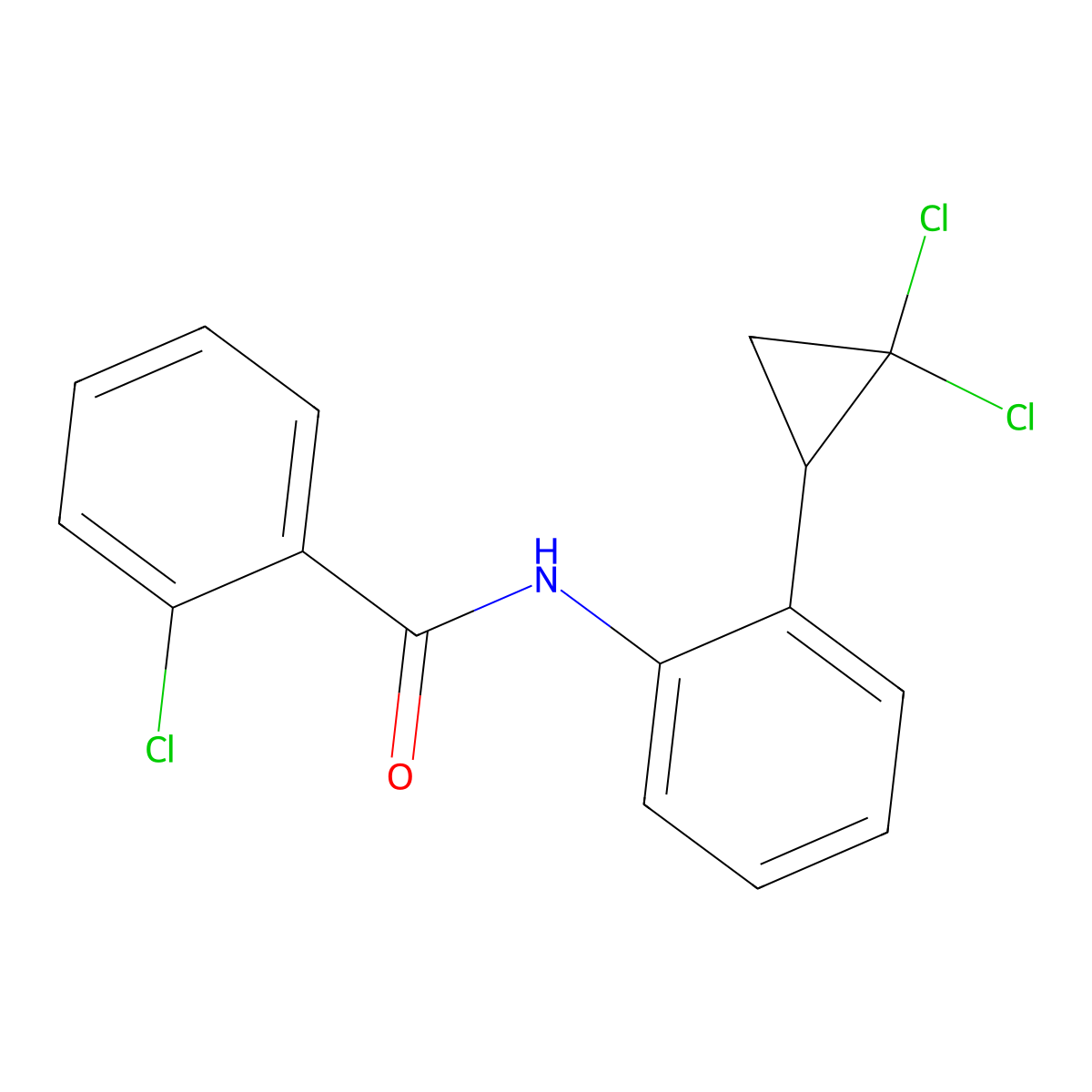 2-chloro-N-[2-(2,2-dichlorocyclopropyl)phenyl]benzamide molecular structure, CAS 714206-35-6