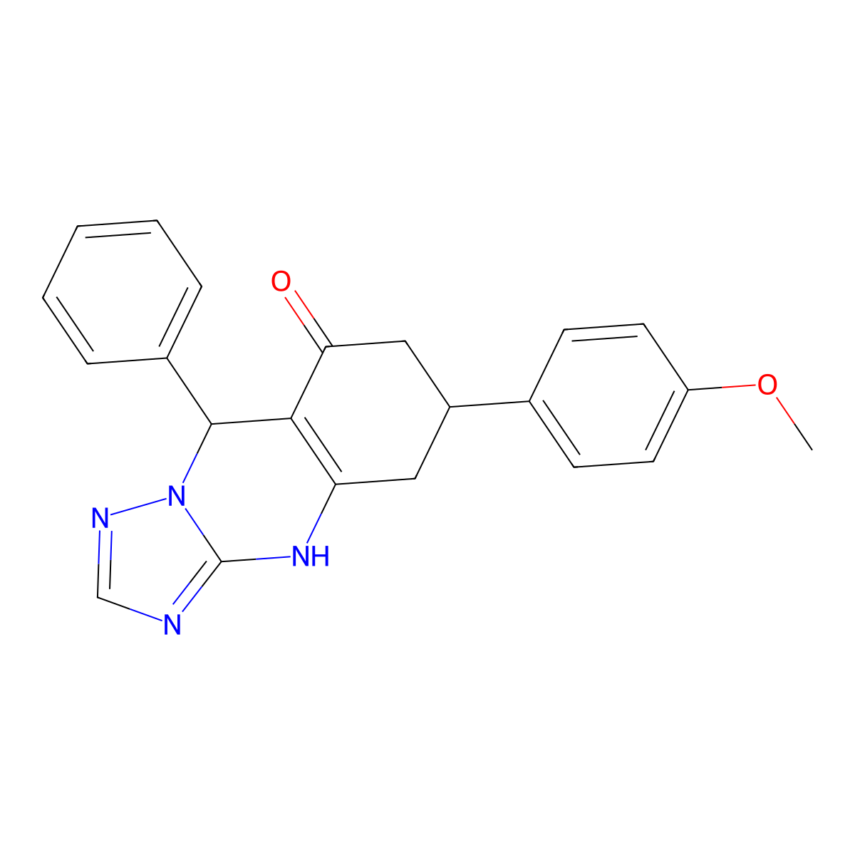 6-(4-methoxyphenyl)-9-phenyl-5,6,7,9-tetrahydro[1,2,4]triazolo[5,1-b]quinazolin-8(4H)-one molecular structure, CAS 714206-42-5