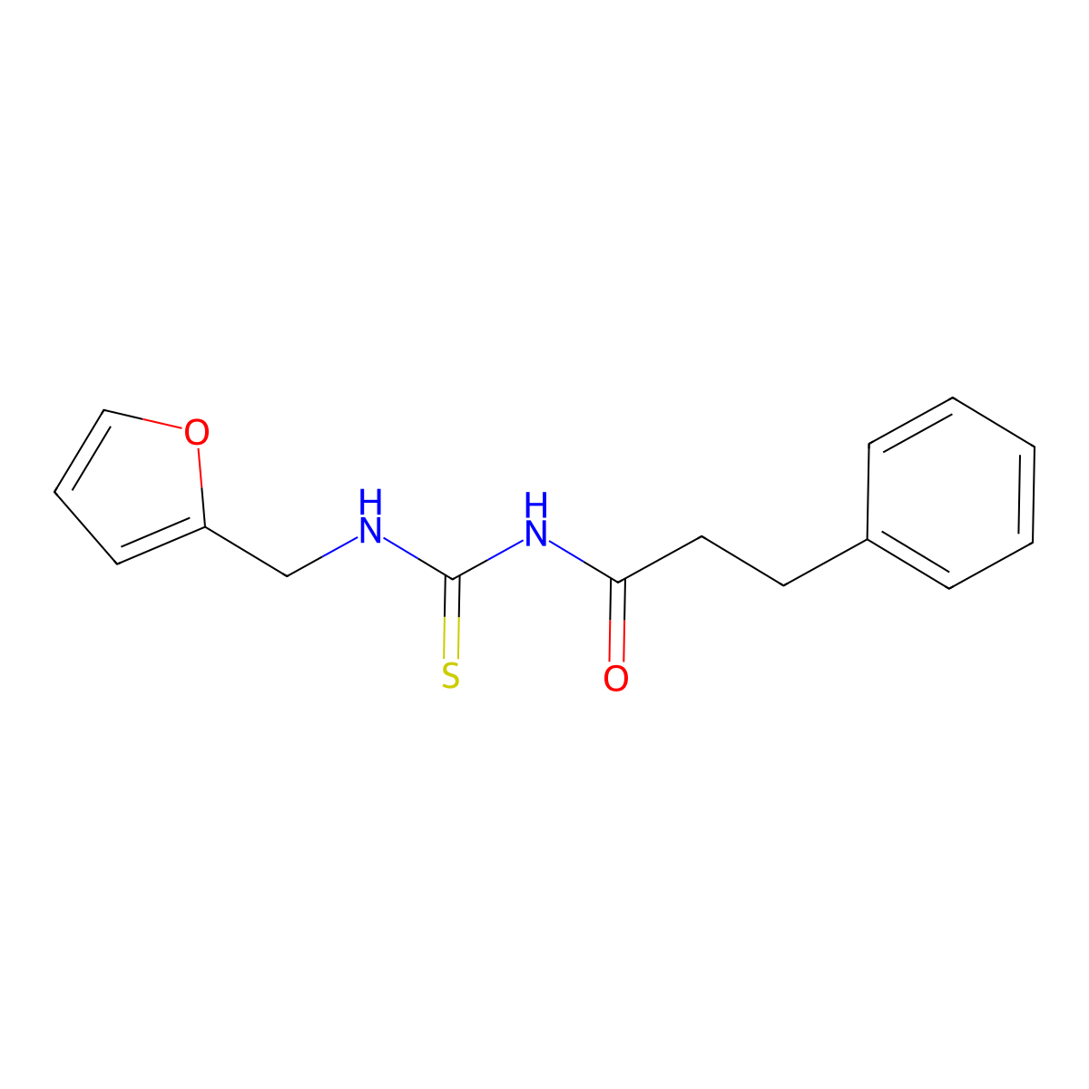 N-(furan-2-ylmethylcarbamothioyl)-3-phenylpropanamide molecular structure, CAS 714206-50-5
