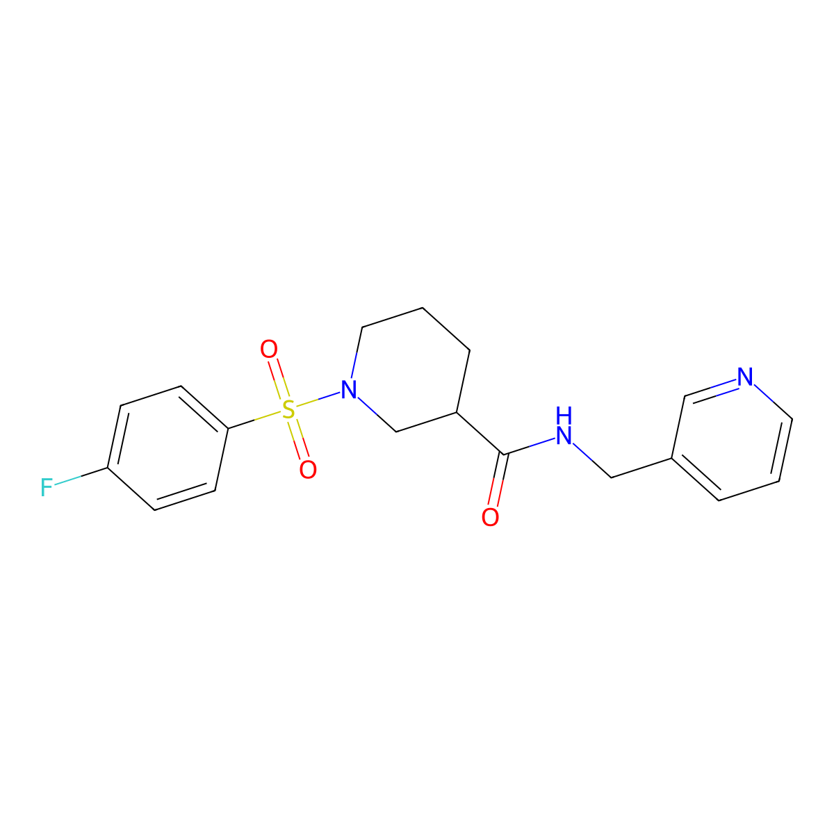1-(4-fluorophenyl)sulfonyl-N-(pyridin-3-ylmethyl)piperidine-3-carboxamide molecular structure, CAS 714206-72-1
