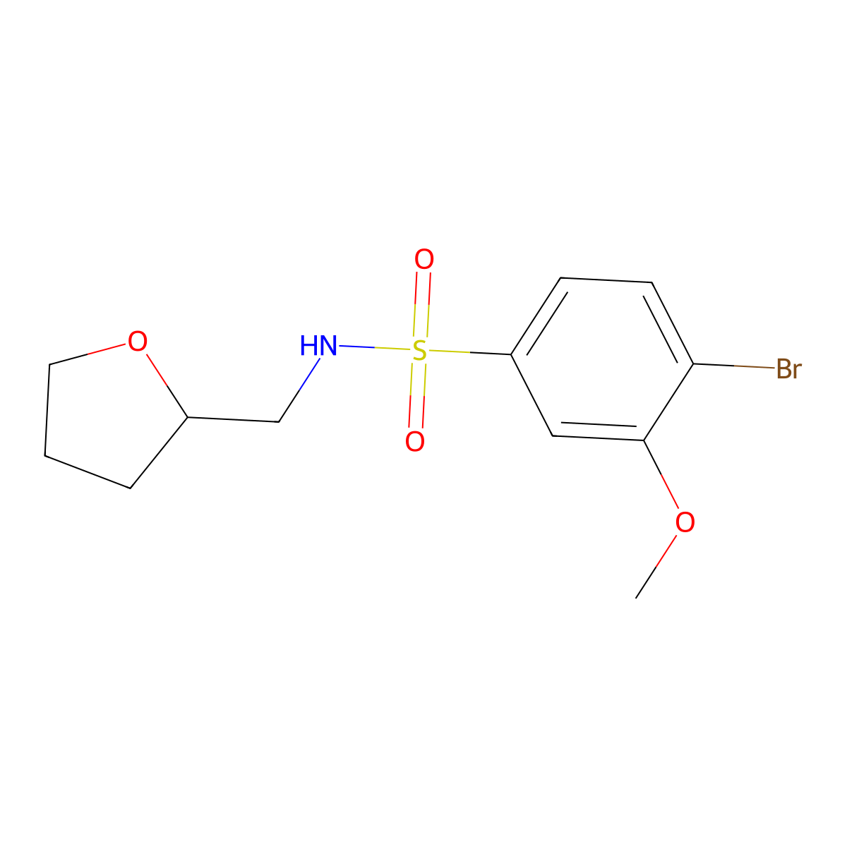 4-bromo-3-methoxy-N-(tetrahydro-2-furanylmethyl)benzenesulfonamide molecular structure, CAS 714206-97-0