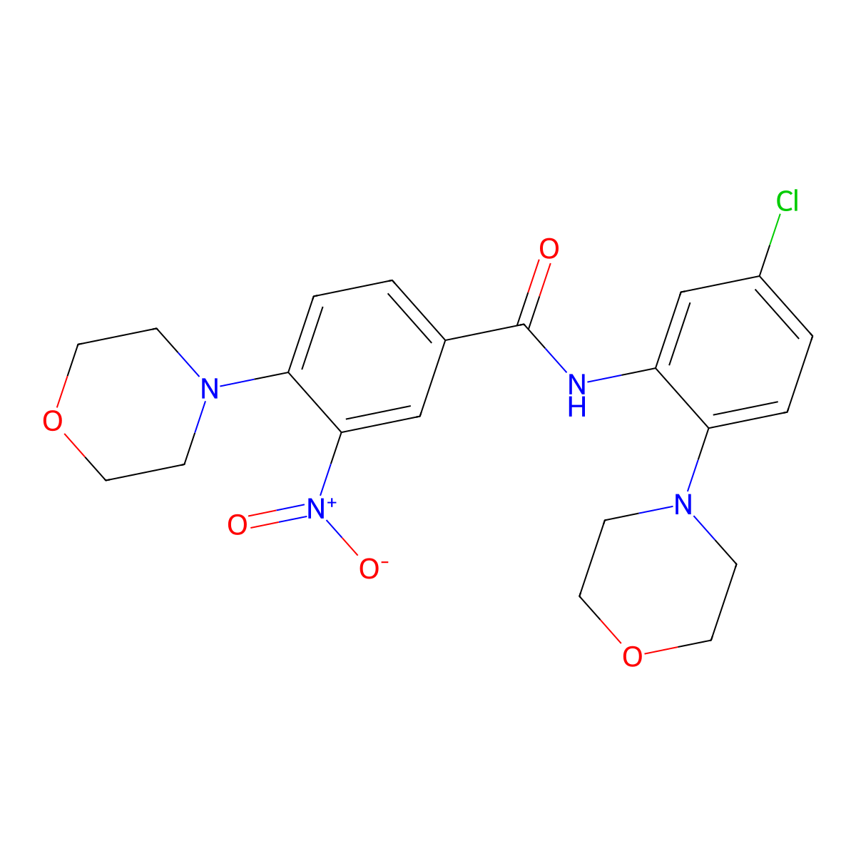 N-(5-chloro-2-morpholin-4-ylphenyl)-4-morpholin-4-yl-3-nitrobenzamide molecular structure, CAS 714207-04-2