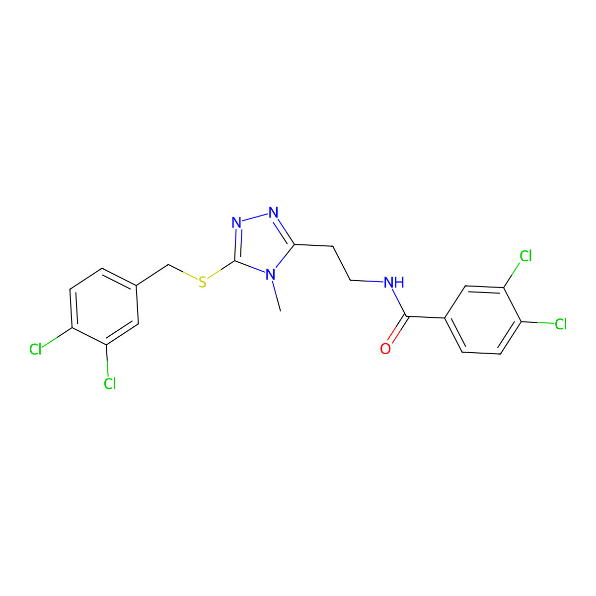 3,4-dichloro-N-[2-[5-[(3,4-dichlorophenyl)methylsulfanyl]-4-methyl-1,2,4-triazol-3-yl]ethyl]benzamide molecular structure, CAS 714207-30-4
