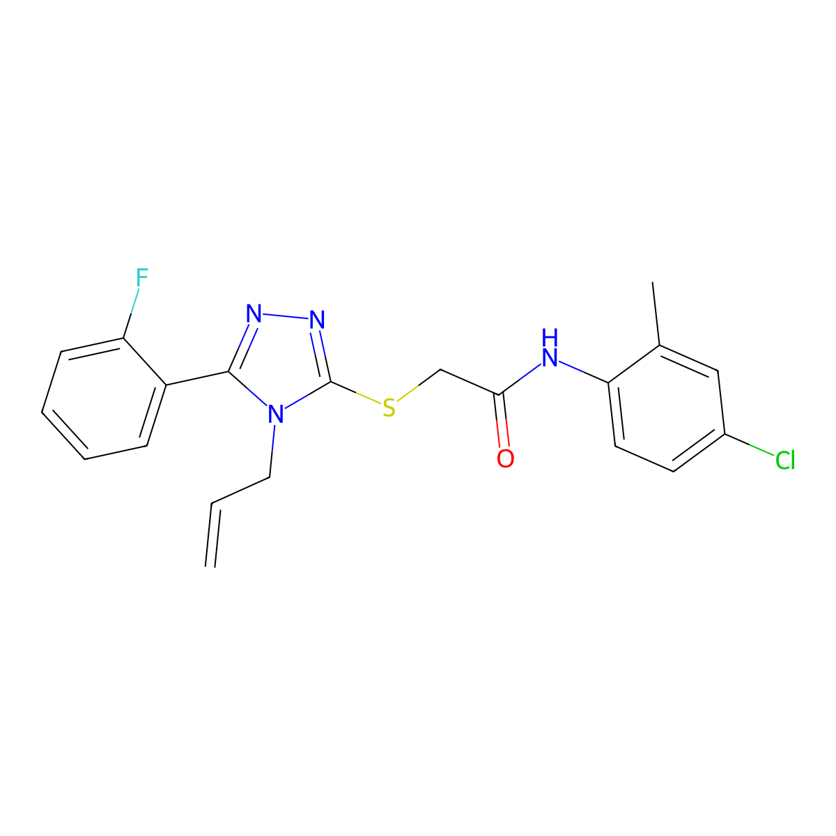 N-(4-chloro-2-methylphenyl)-2-[[5-(2-fluorophenyl)-4-prop-2-enyl-1,2,4-triazol-3-yl]sulfanyl]acetamide molecular structure, CAS 714207-33-7