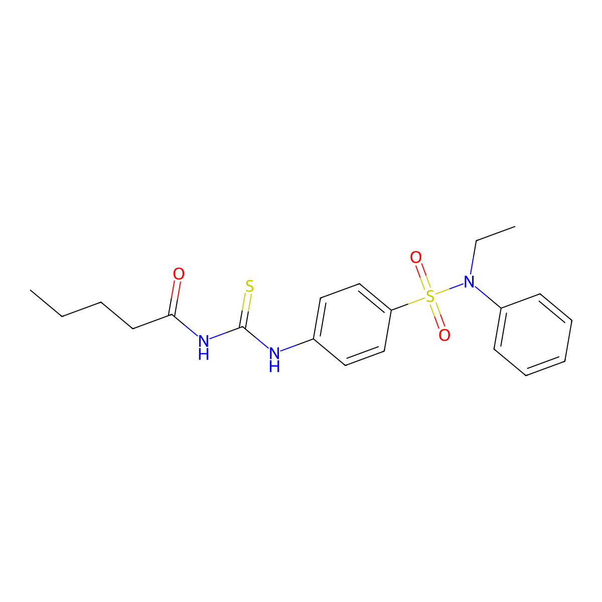 N-[[4-[ethyl(phenyl)sulfamoyl]phenyl]carbamothioyl]pentanamide molecular structure, CAS 714207-37-1