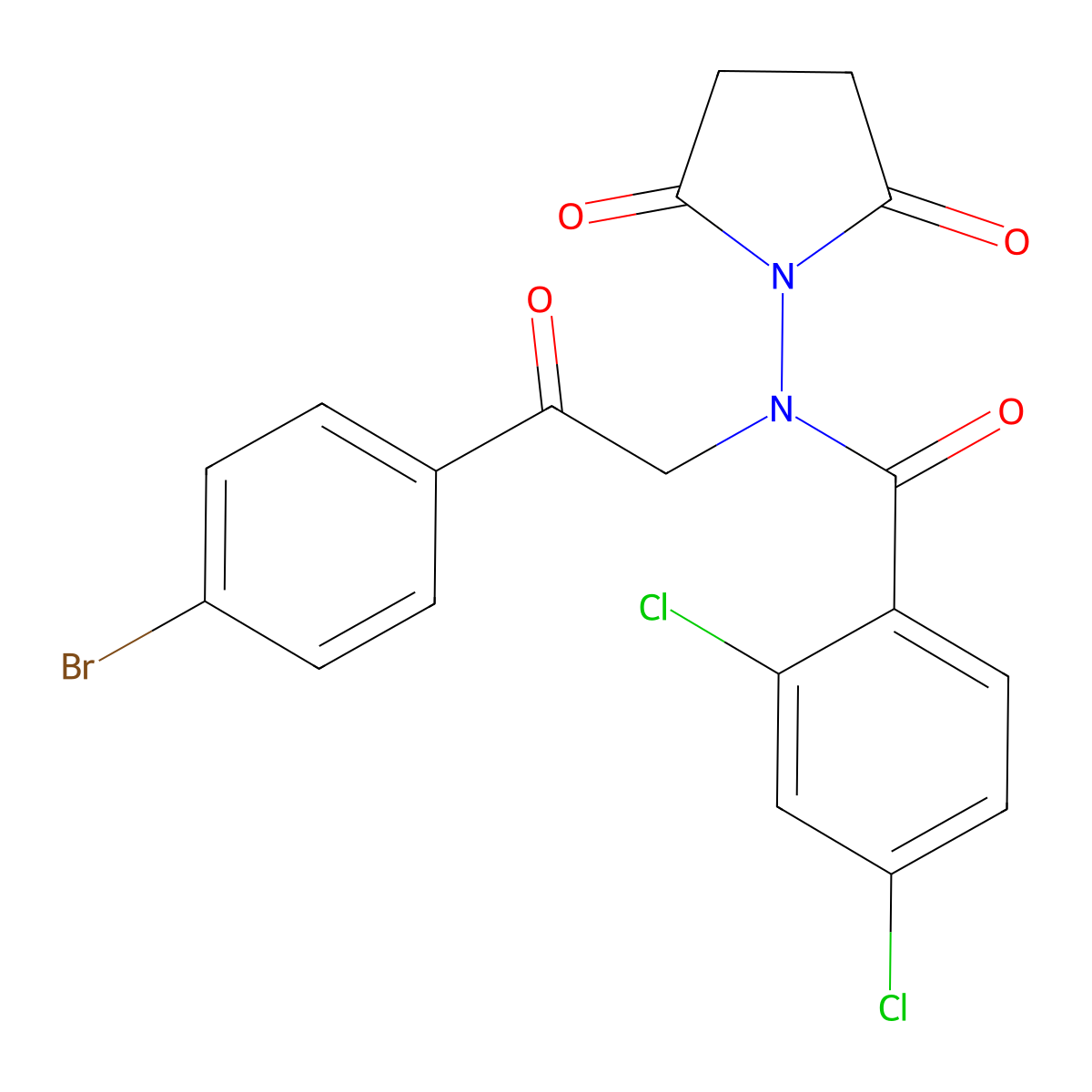 N-[2-(4-bromophenyl)-2-oxoethyl]-2,4-dichloro-N-(2,5-dioxopyrrolidin-1-yl)benzamide molecular structure, CAS 714207-45-1