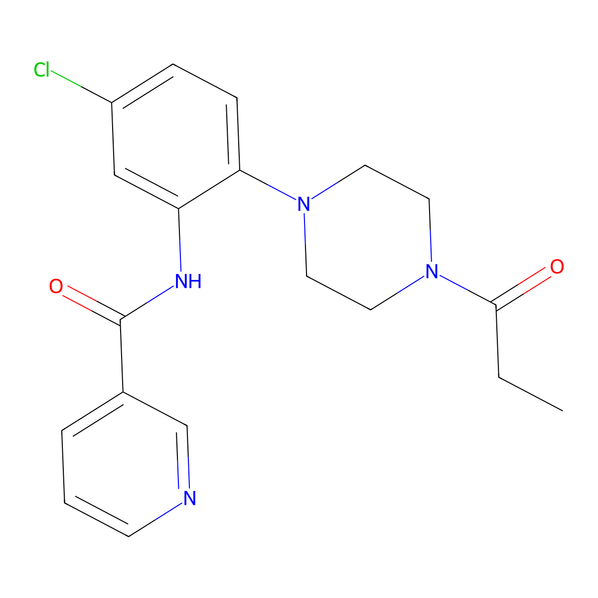 N-[5-chloro-2-(4-propanoylpiperazin-1-yl)phenyl]pyridine-3-carboxamide molecular structure, CAS 714207-51-9