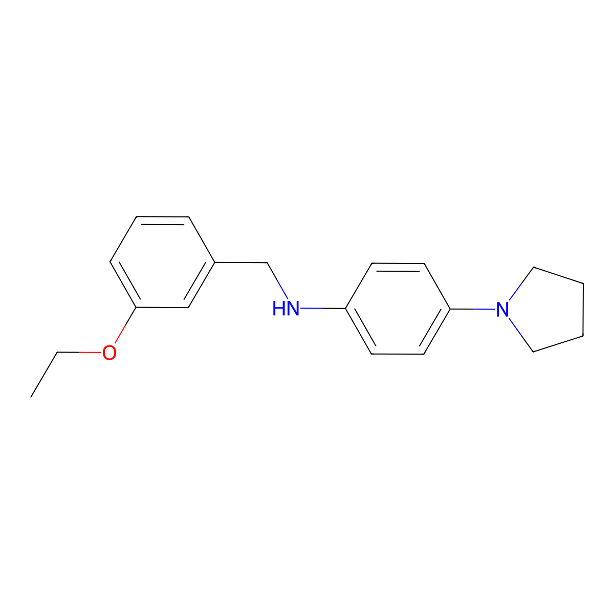N-[(3-ethoxyphenyl)methyl]-4-pyrrolidin-1-ylaniline molecular structure, CAS 714207-83-7