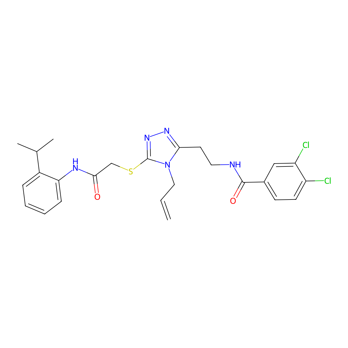 3,4-dichloro-N-[2-[5-[2-oxo-2-(2-propan-2-ylanilino)ethyl]sulfanyl-4-prop-2-enyl-1,2,4-triazol-3-yl]ethyl]benzamide molecular structure, CAS 714207-93-9