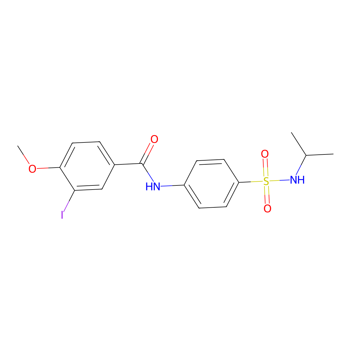 3-iodo-N-{4-[(isopropylamino)sulfonyl]phenyl}-4-methoxybenzamide molecular structure, CAS 714208-09-0