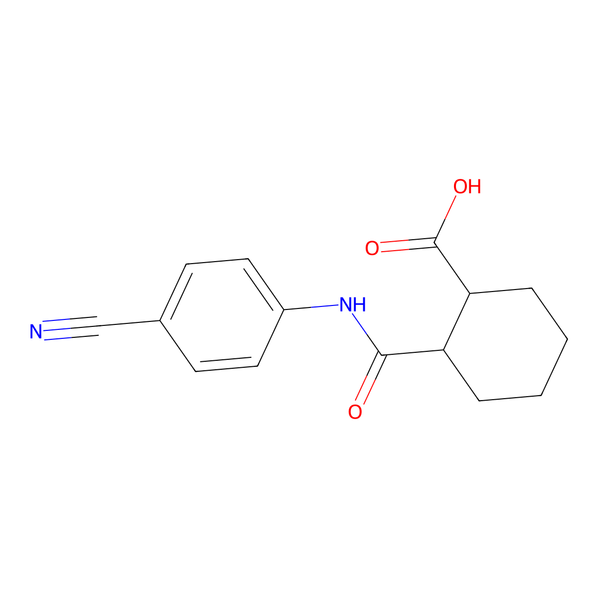 2-((4-Cyanophenyl)carbamoyl)cyclohexane-1-carboxylic acid molecular structure, CAS 714208-37-4