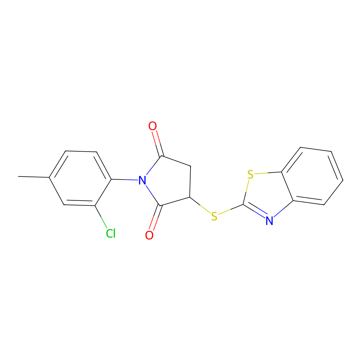 3-(1,3-Benzothiazol-2-ylsulfanyl)-1-(2-chloro-4-methylphenyl)pyrrolidine-2,5-dione molecular structure, CAS 714208-57-8
