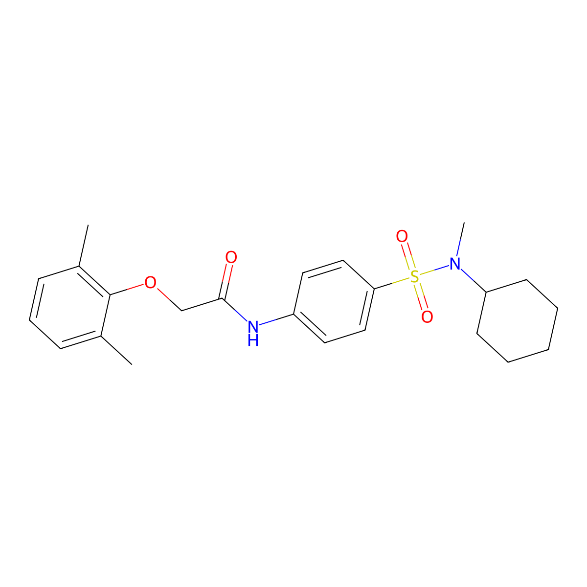 N-(4-{[cyclohexyl(methyl)amino]sulfonyl}phenyl)-2-(2,6-dimethylphenoxy)acetamide molecular structure, CAS 714208-61-4