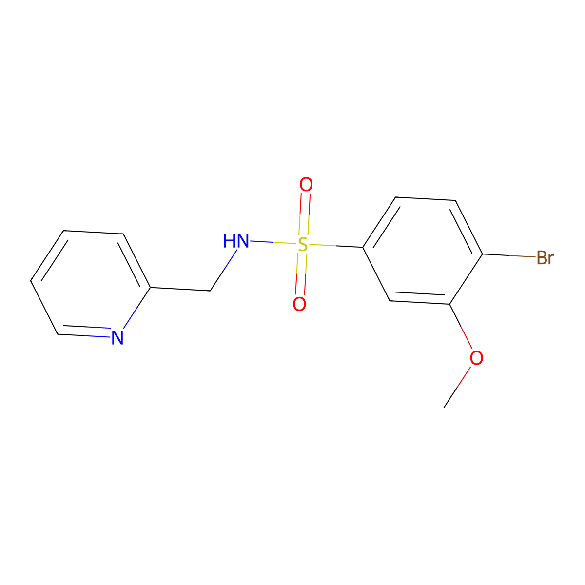 4-bromo-3-methoxy-N-(pyridin-2-ylmethyl)benzenesulfonamide molecular structure, CAS 714208-62-5