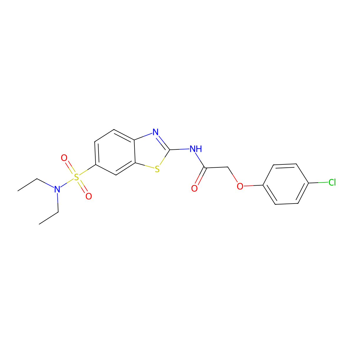 2-(4-chlorophenoxy)-N-(6-(N,N-diethylsulfamoyl)benzo[d]thiazol-2-yl)acetamide molecular structure, CAS 714208-74-9