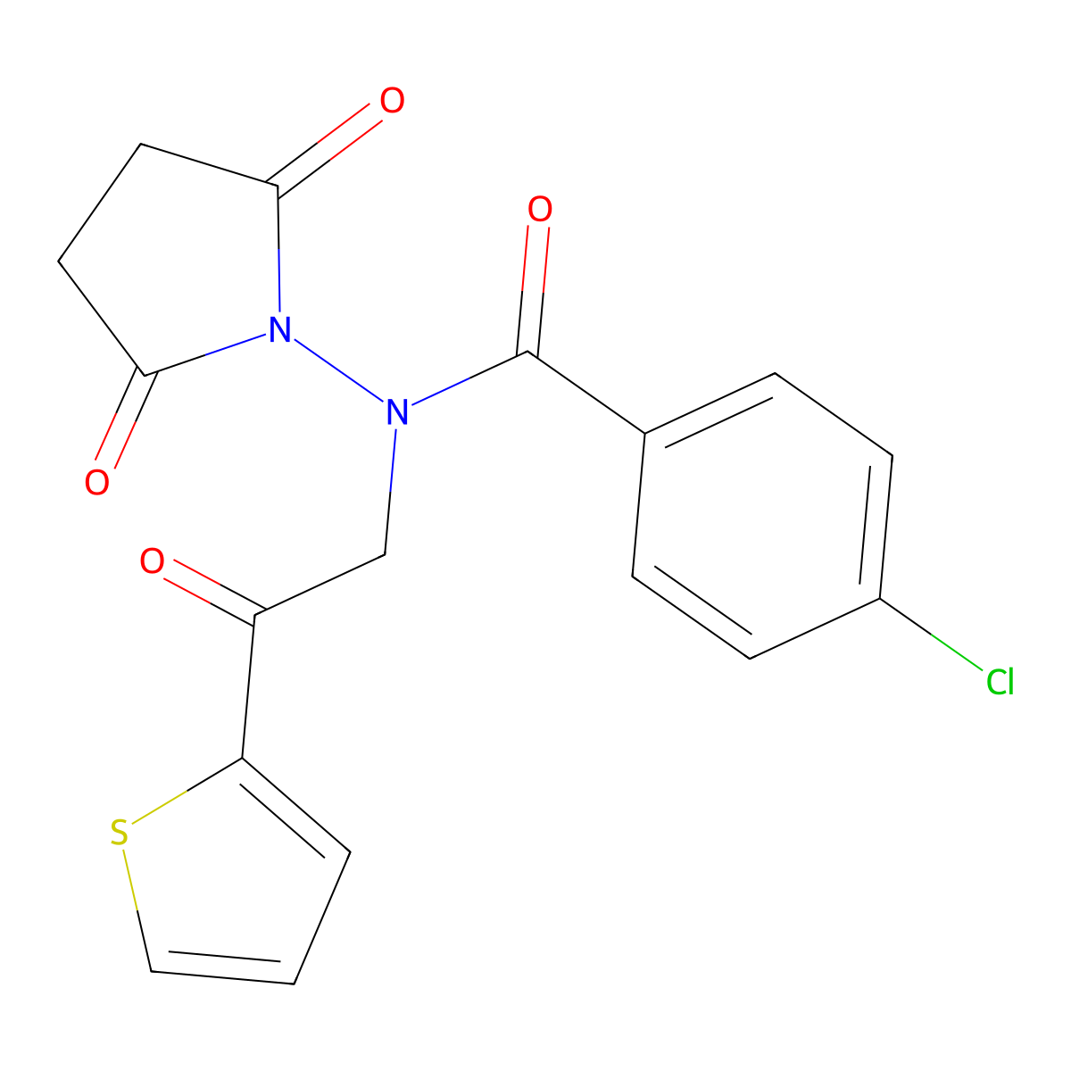 4-chloro-N-(2,5-dioxopyrrolidin-1-yl)-N-(2-oxo-2-thiophen-2-ylethyl)benzamide molecular structure, CAS 714209-03-7