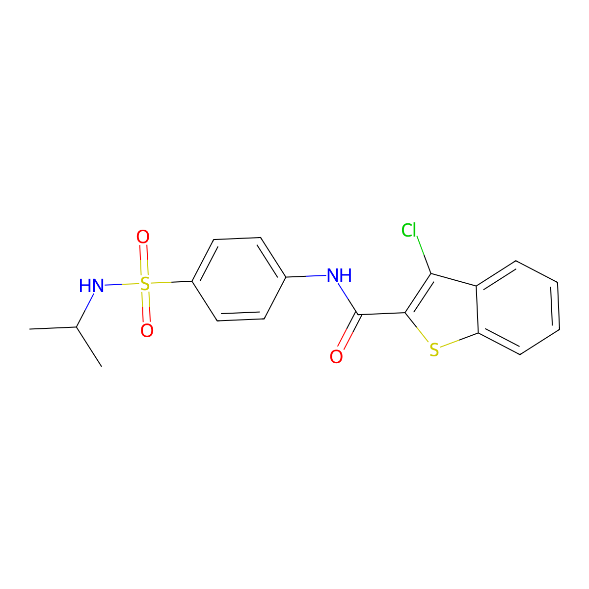 3-chloro-N-[4-(propan-2-ylsulfamoyl)phenyl]-1-benzothiophene-2-carboxamide molecular structure, CAS 714209-08-2