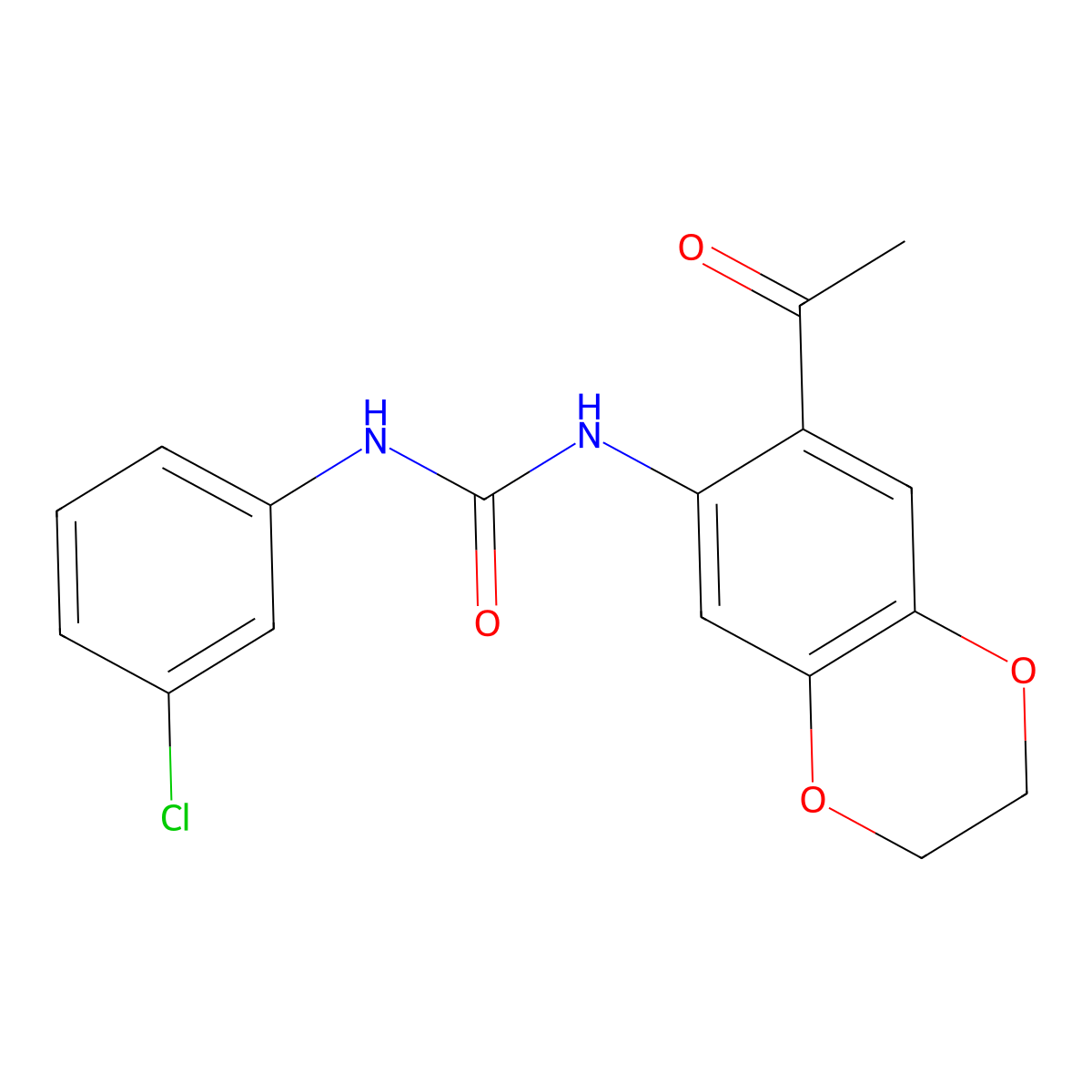 1-(7-Acetyl-2,3-dihydro-1,4-benzodioxin-6-yl)-3-(3-chlorophenyl)urea molecular structure, CAS 714209-16-2