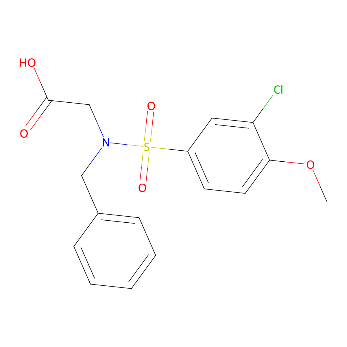 N-benzyl-N-[(3-chloro-4-methoxyphenyl)sulfonyl]glycine molecular structure, CAS 714209-24-2